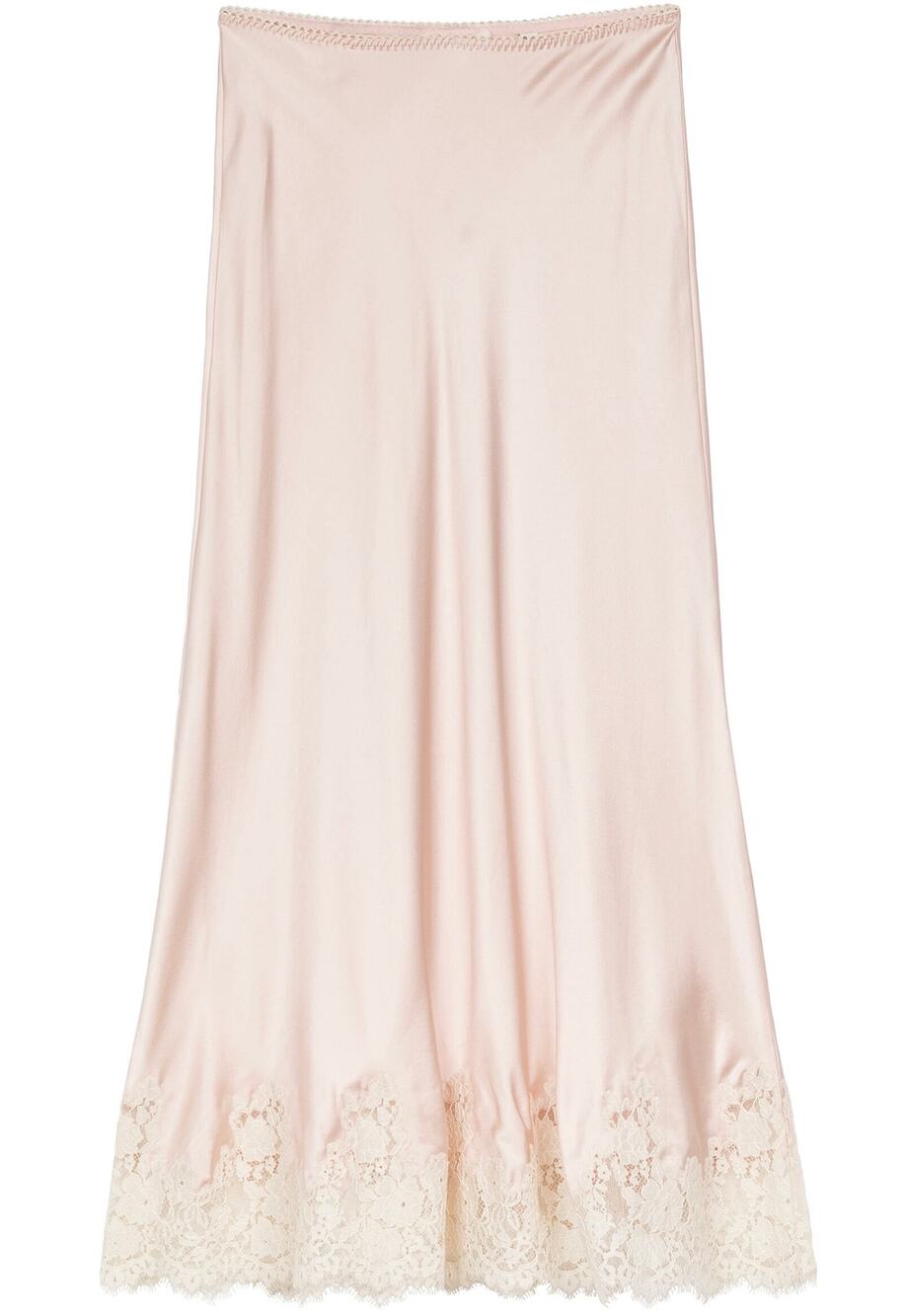 House of Harlow 1960 Satin Lace Trim Slip Skirt Blush Pink Midi Large NWT